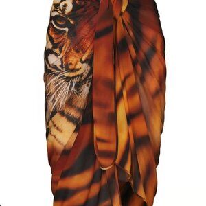 Skims X Roberto Cavalli Tiger Face Print Sarong | Size: S